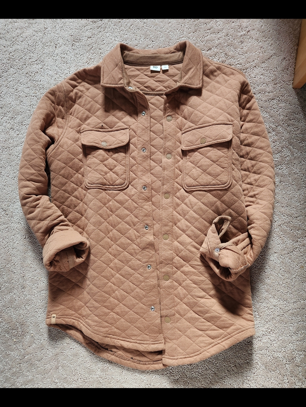 tentree Quilted Button-Up Shacket in Tan